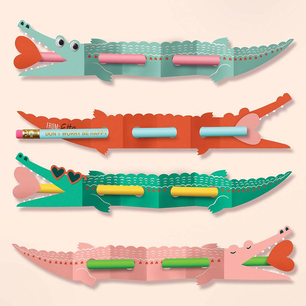 Snappy Gators Pencil Valentine Card Kit | Paper Source | Paper Source