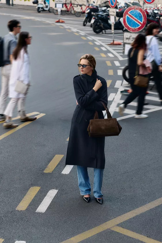 DOUBLE HANDLE SPLIT SUEDE LEATHER BAG | Zara UK