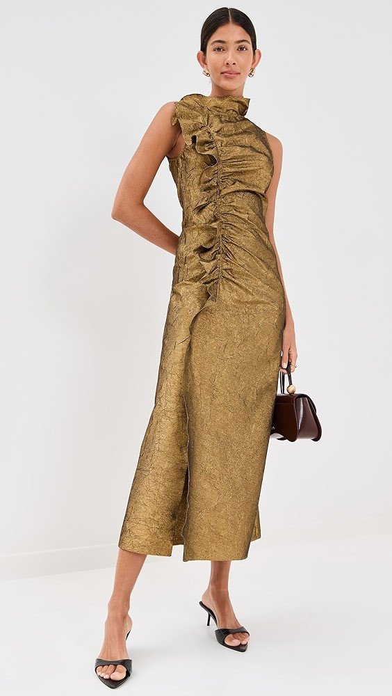 Demetria Sleeveless Ruched Front Midi Dress | Shopbop