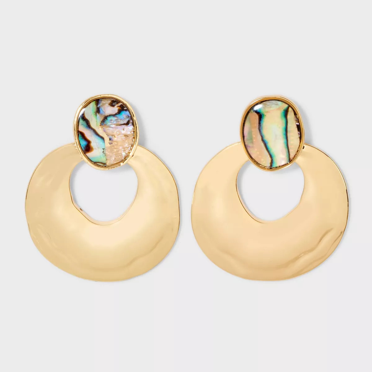 Round Stone Post Earrings - A New Day™ Gold/Abalone | Target