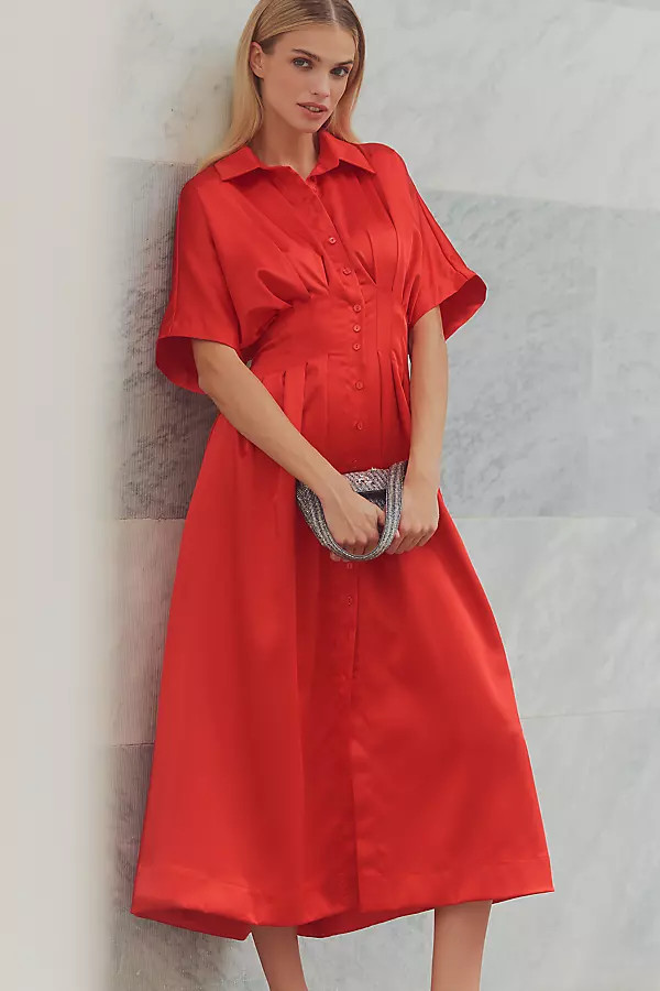 The Tobie Satin Shirt Dress by Exquise | Anthropologie (US)