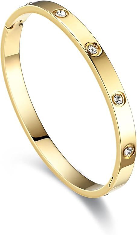 cutepul Love Bracelets Stainless Steel friendship Bracelet Cubic Zircon Filled Gold and Silver Fe... | Amazon (US)