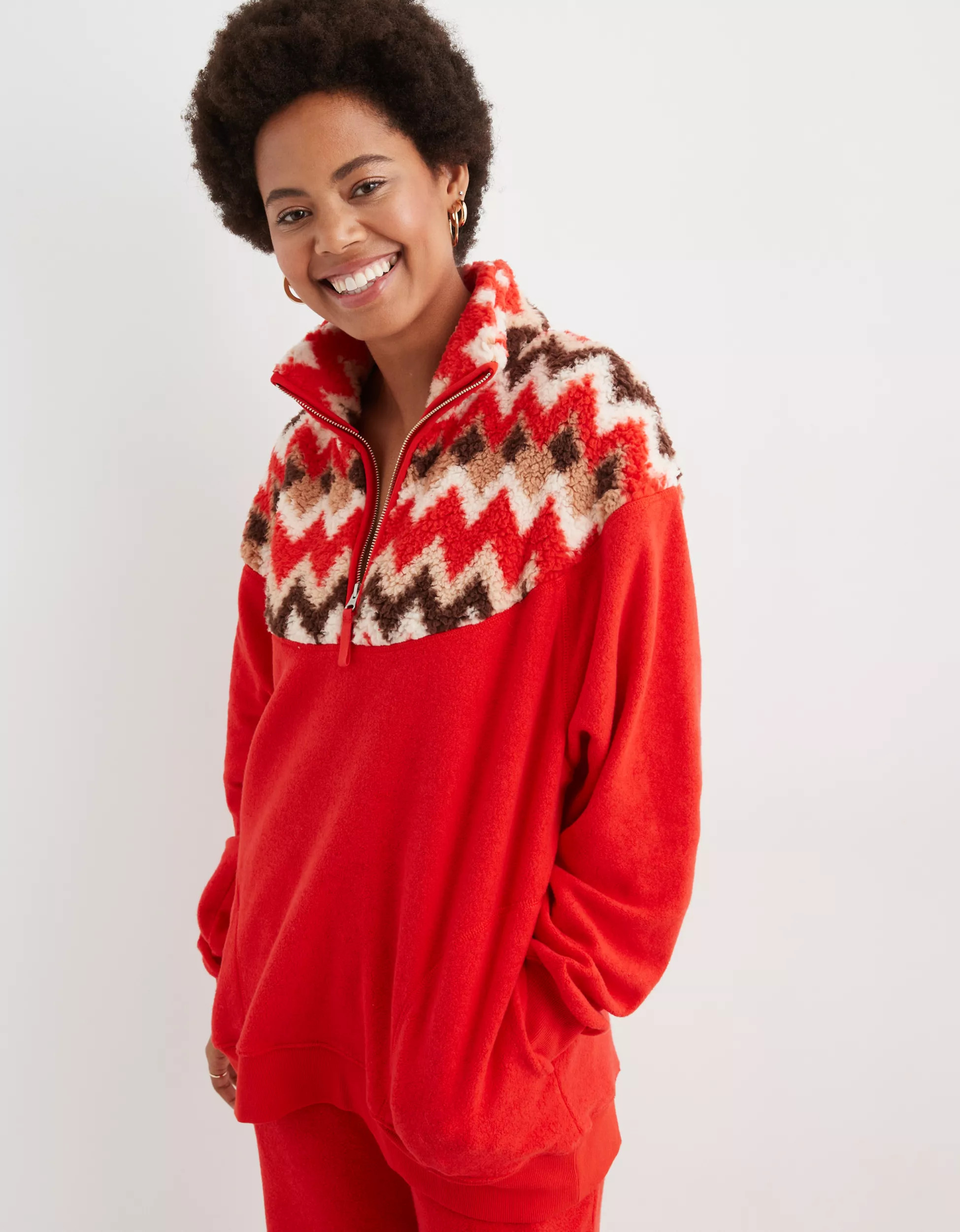 Aerie Hometown Holiday Quarter Zip Sweatshirt | Aerie