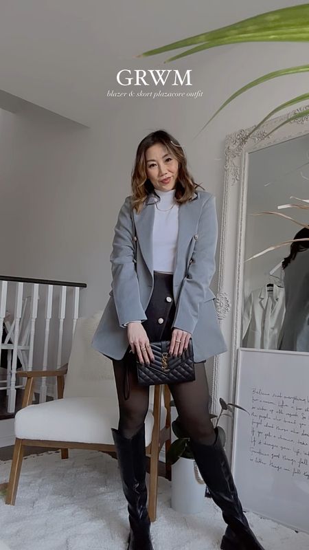 Get ready with me! And casual look with a gray blazer and black lug sole knee-high boots along with YSL clutch. 

#LTKstyletip #LTKworkwear #LTKSeasonal