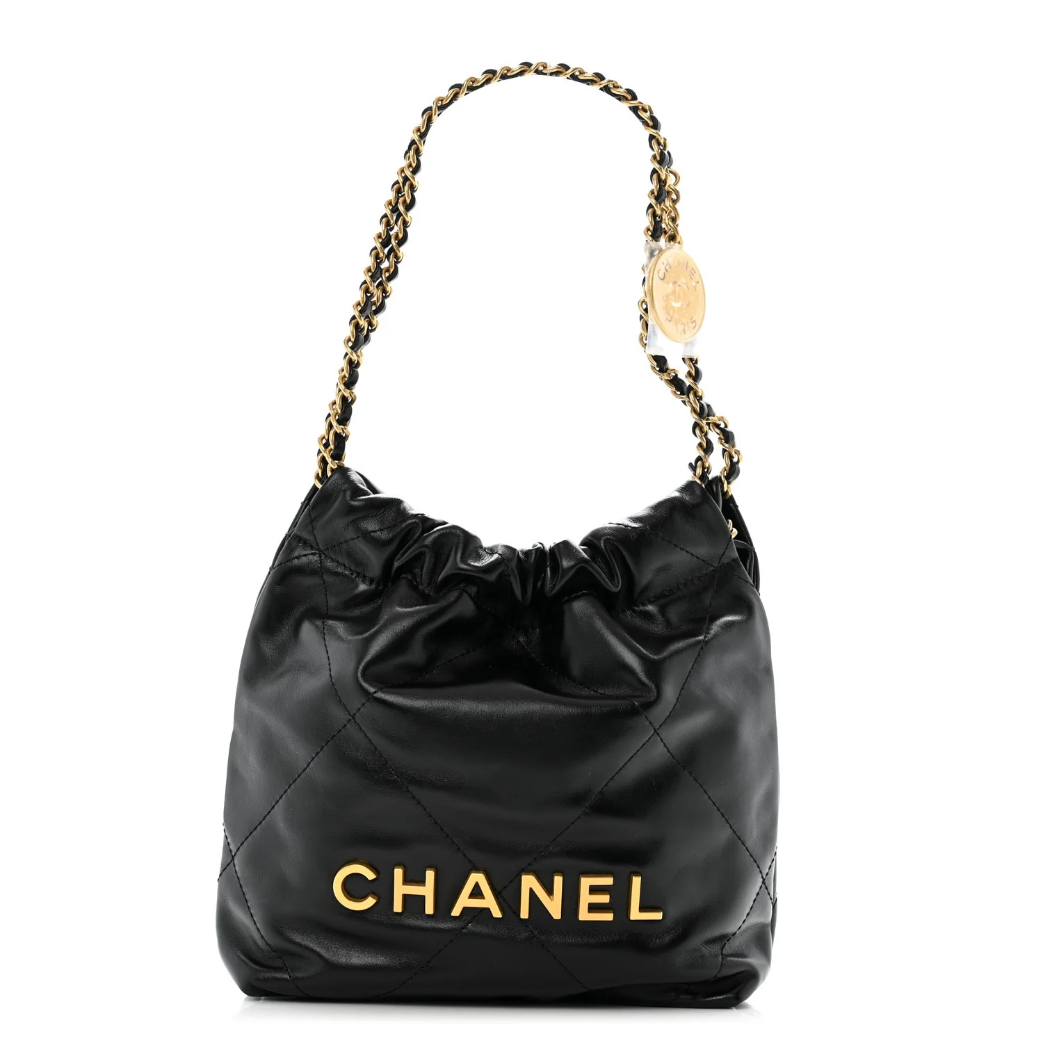 Shiny Calfskin Quilted Mini Chanel 22 Black | FASHIONPHILE (US)