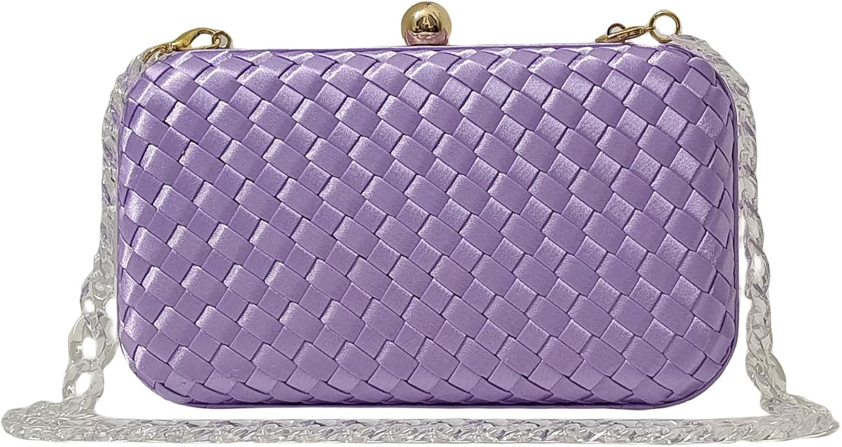HUANG ZHUANG Handmade Woven Fabric Clutch Purse for Women Artificial Silk Crossbody handbag Banqu... | Amazon (US)