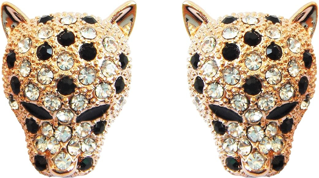 Navachi 18k Gold Plated Multi-color Crystal Leopard Head Ear Stud Earrings | Amazon (US)