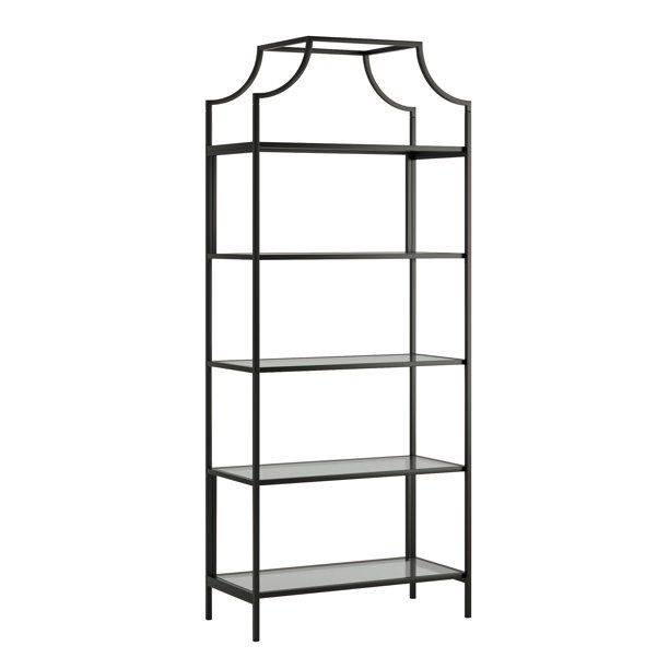 Better Homes & Gardens 71" Nola 5 Tier Etagere Bookcase, Black Finish - Walmart.com | Walmart (US)