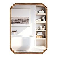 HOMECOOKIN Wood Mirrors for Bathroom, 24" x 36" Wood Wall Mirror Farmhouse Wood Mirror Arched Wall Mirror for Entryway, Living Room or Bedroom Home Decor | Amazon (US)