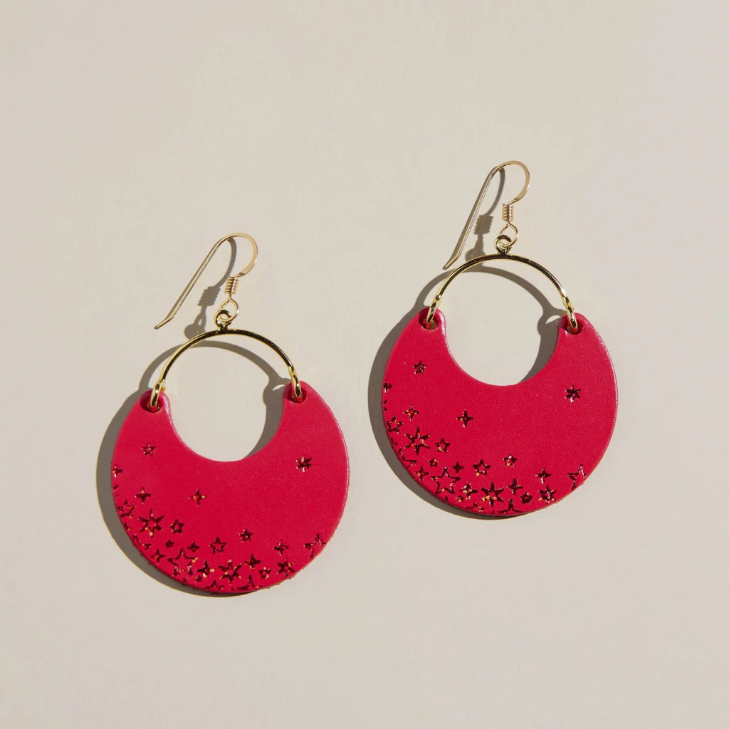 Crimson Starscape Ninas | Nickel and Suede