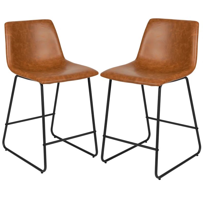 Liekele Commercial Grade LeatherSoft Upholstered Bar & Counter Stools (Set of 2) | Wayfair North America