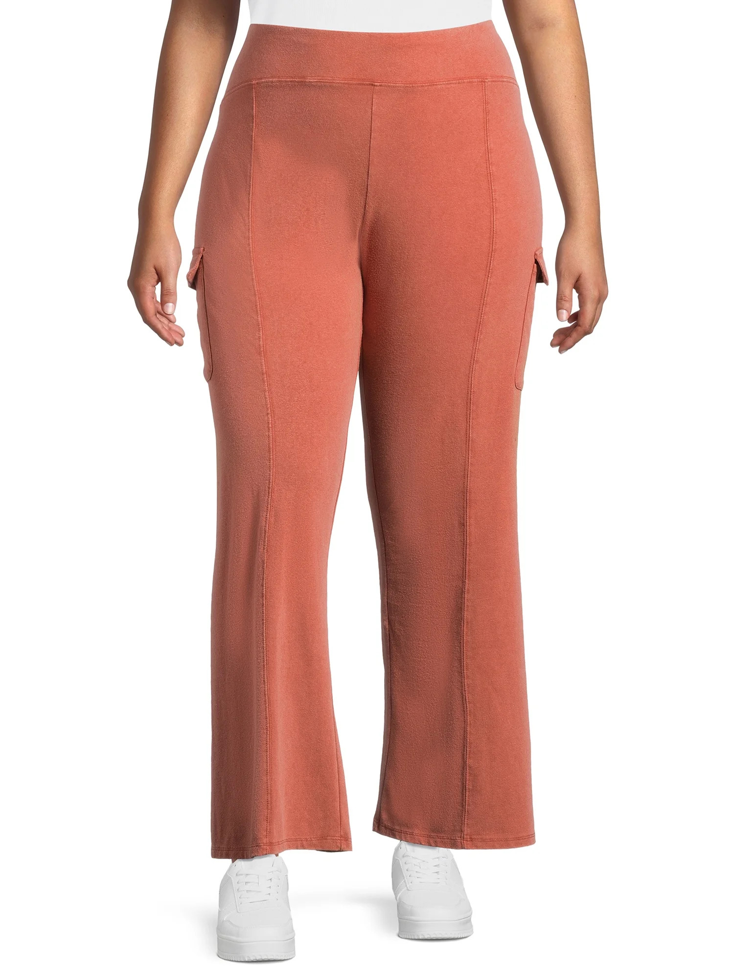 No Boundaries Juniors Plus Size Washed Cargo Flare Pants, 31" Inseam, Sizes 1X-4X | Walmart (US)