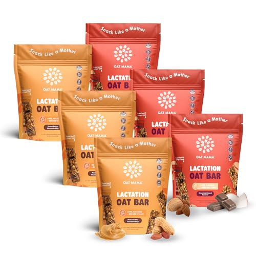 Oat Mama Lactation Bars Variety Pack | Peanut Butter Chocolate Chip & Chocolate Almond Coconut | Essential Breastfeeding Snacks with Oats, Flaxseed & Brewer’s Yeast | Milkflow Lactation Support | Amazon (US)