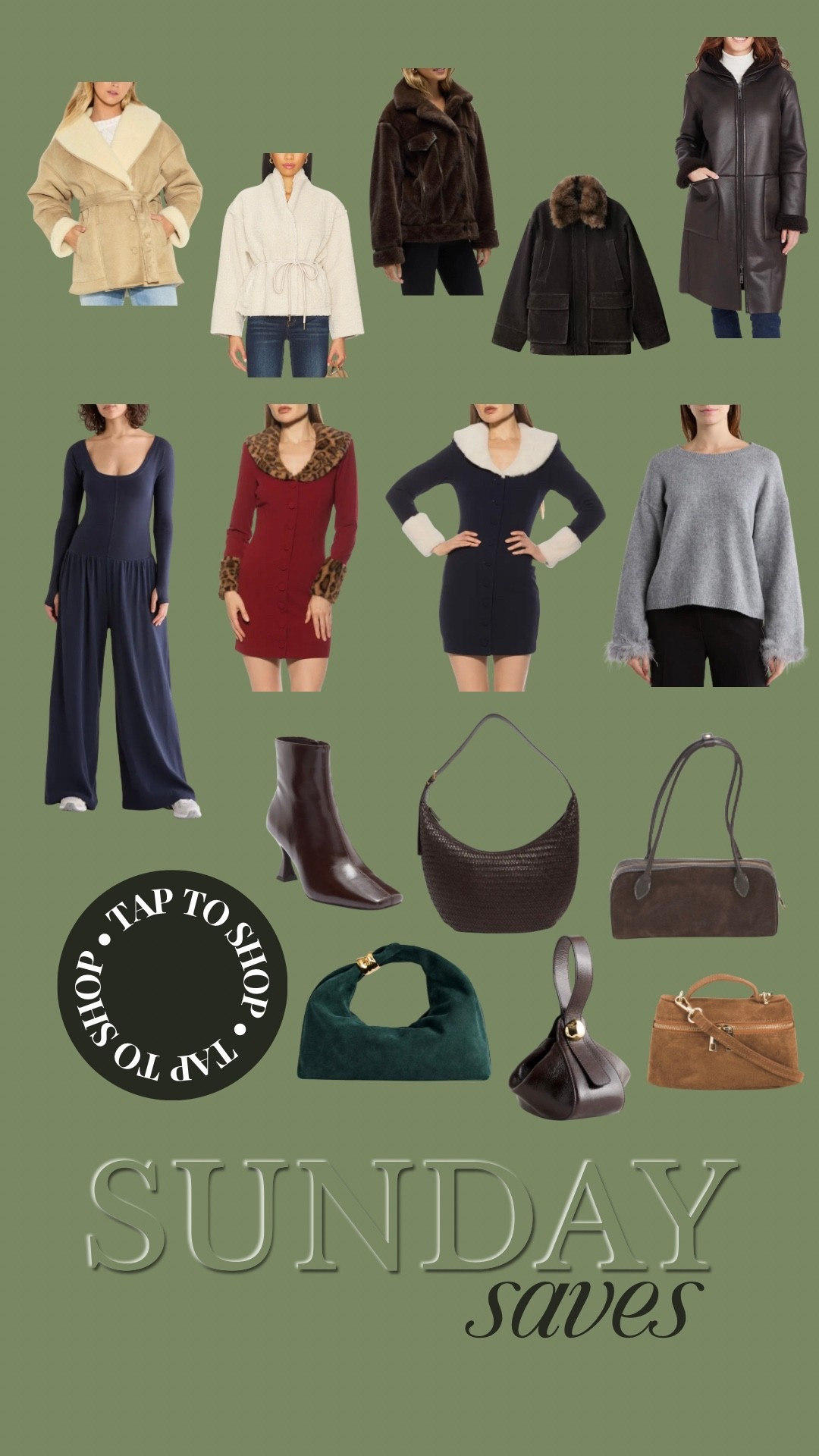 12/14: SUNDAYsaves


fur trim, faux fur jacket, faux fur sweater, square toe ankle booties, reversible jackets, suede bags, statement bags, leather bags

#LTKGiftGuide #LTKSaleAlert