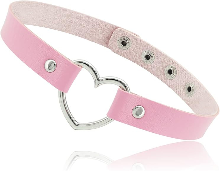 ETHOON Love Heart Adjustable Leather Choker Punk PU Necklace Goth Choker Soft Collar Chain for Wo... | Amazon (US)