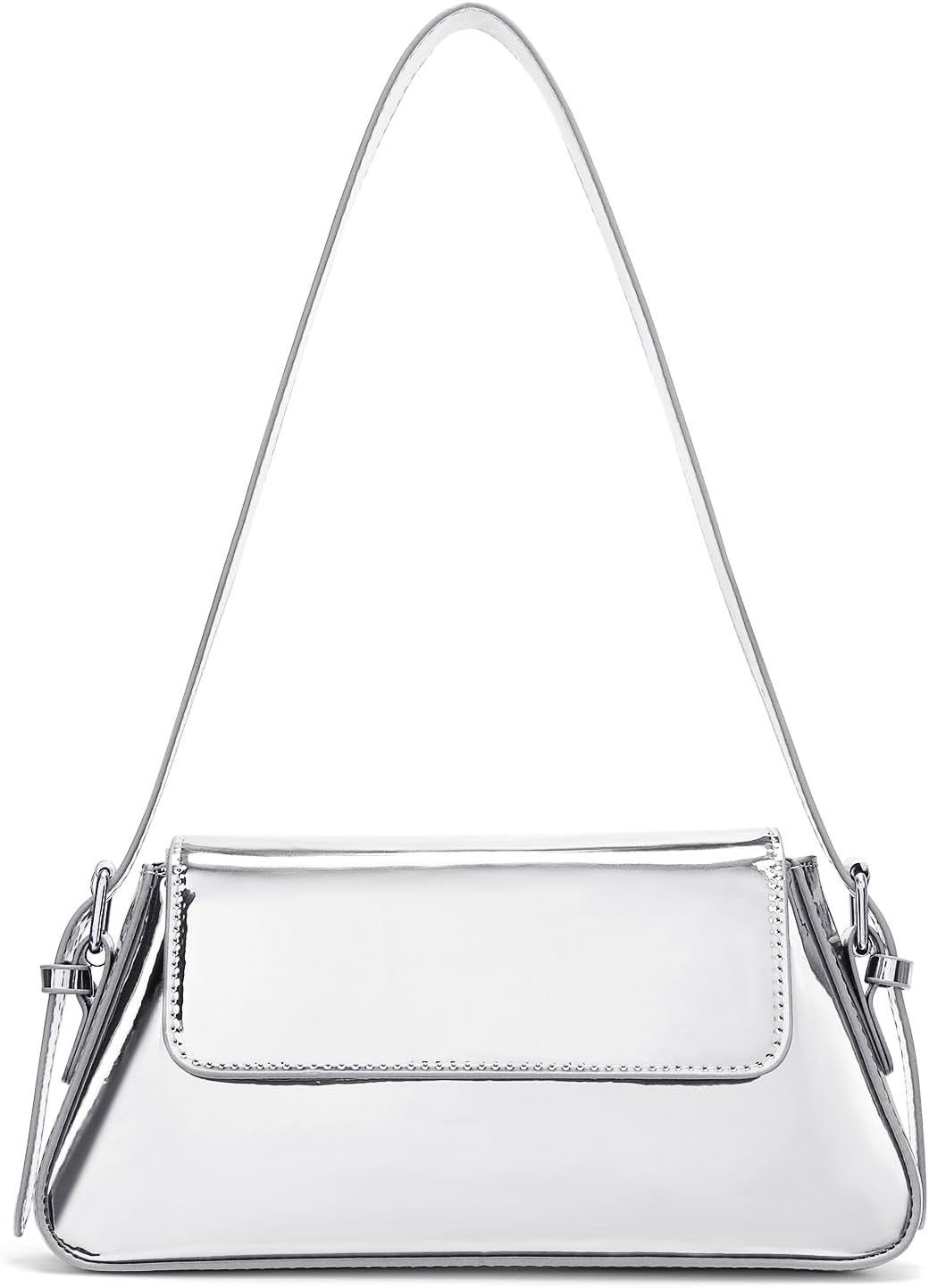 Silver Purse for Women Leather Evening Handbag Purse Y2k Hobo Bag Shiny Clutch Purse Sparkly Shou... | Amazon (US)