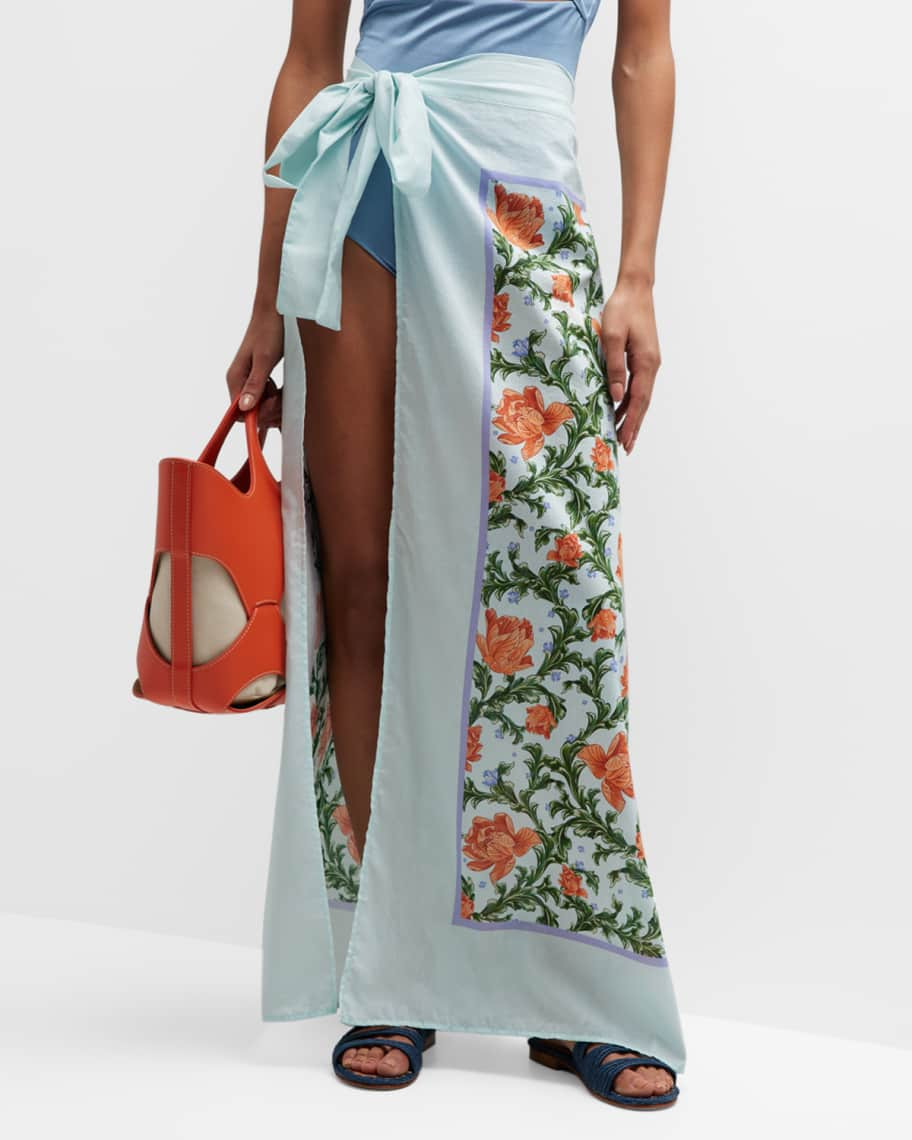 Agua by Agua Bendita Lavanda Floral Coverup Pareo | Neiman Marcus