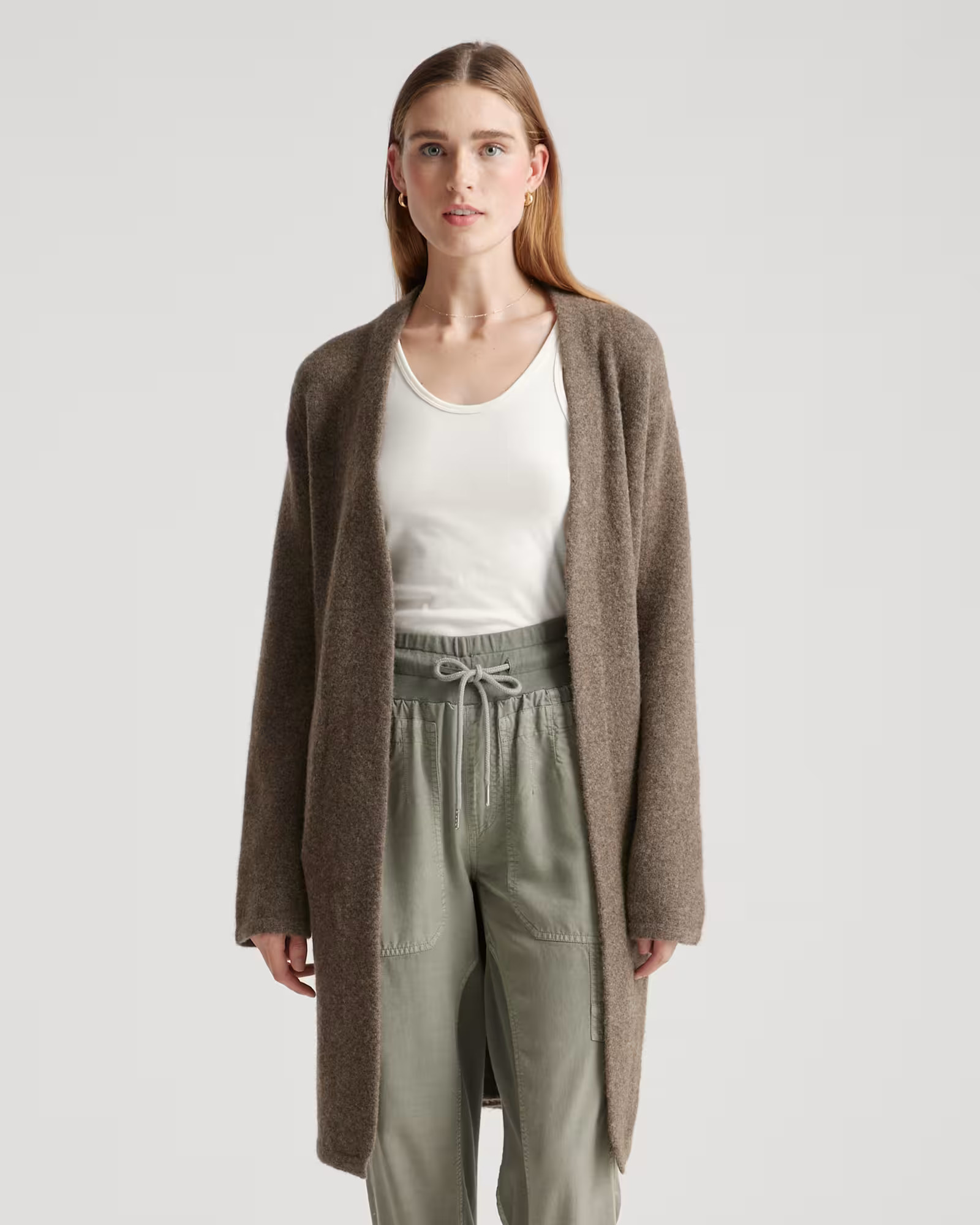 Superfine Merino Wool Sweater Coat  in Heather Brown | Quince