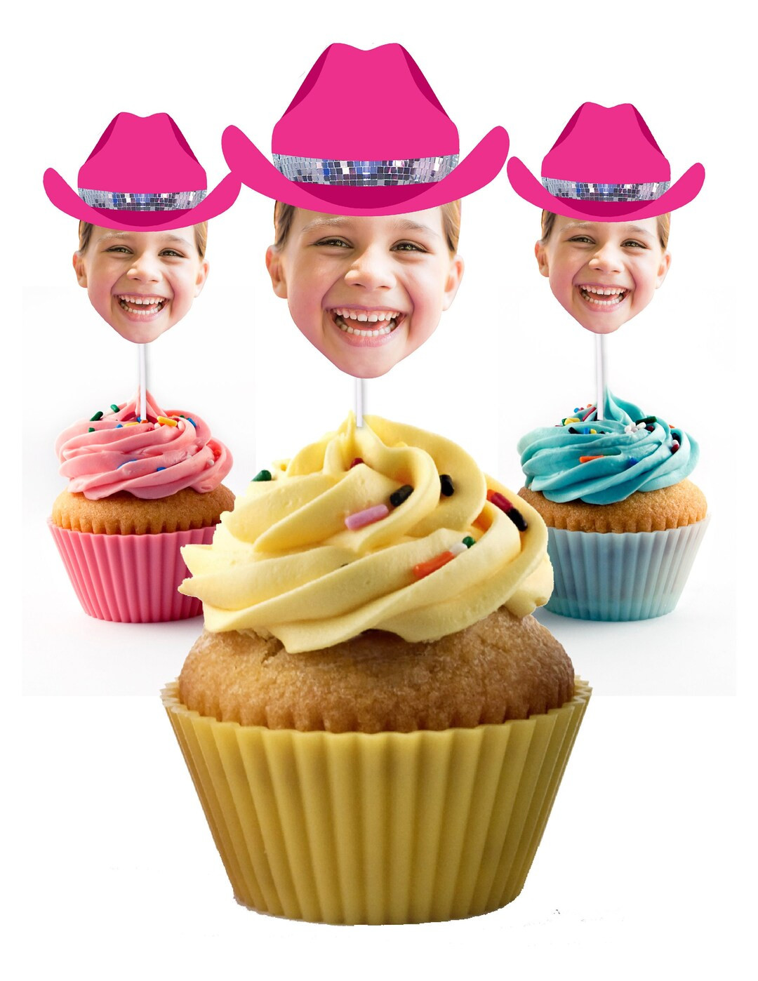 Disco Cowgirl Cupcake Toppers With Custom Face Photo 12 - Etsy | Etsy (US)