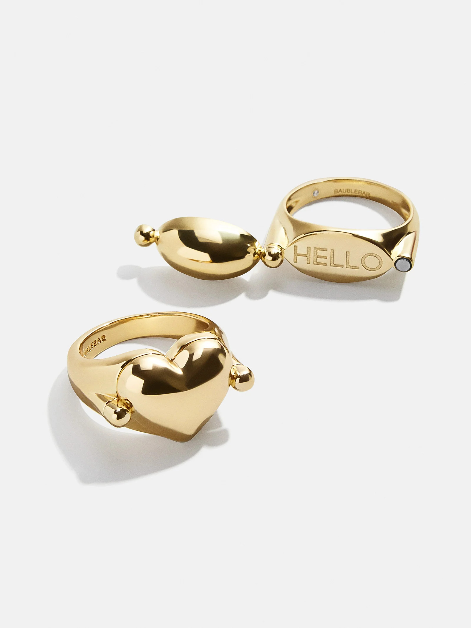 18K Gold Custom Engravable Peekaboo Ring - Heart | BaubleBar (US)