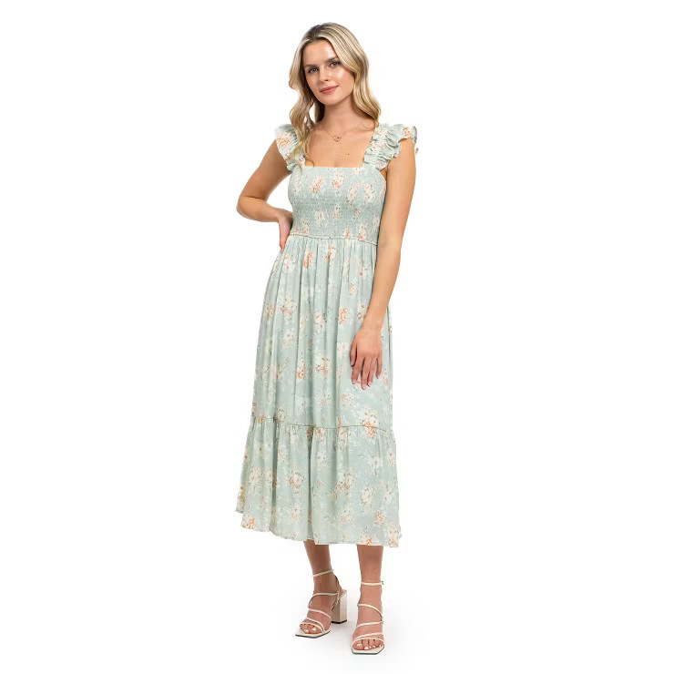 August Sky Women's Smocked Floral Midi Dress | Target
