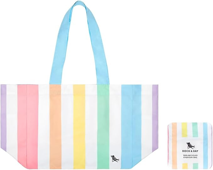 Dock & Bay Everyday Beach Tote Bag - Reusable Carrier Bag for Daily Use - Carries Up to 10kg - 10... | Amazon (US)