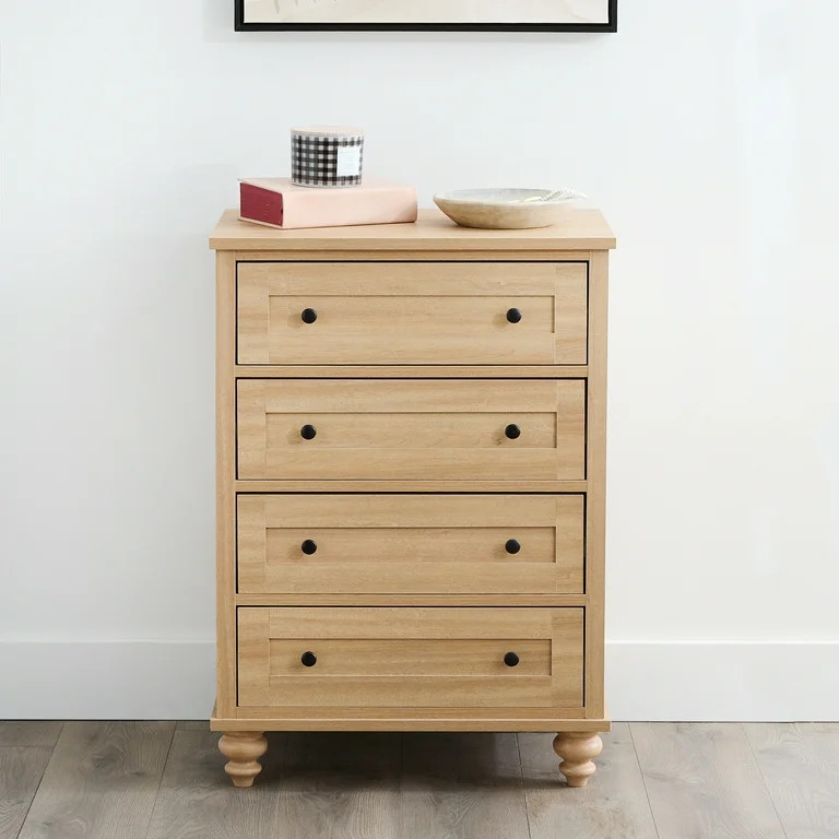 My Texas House Hillcrest Wood 4 Drawer Dresser Nightstand, Light Oak | Walmart (US)