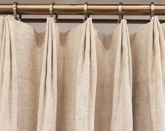 100% Linen in White  Lined Custom Drapes or Curtains  Pinch - Etsy | Etsy (US)