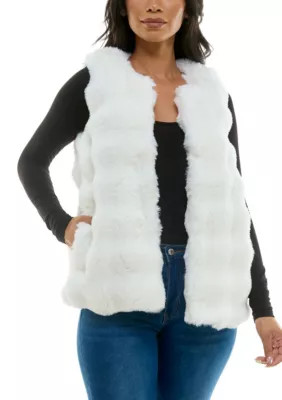 Nina Leonard Women's Faux fur vest, Ivory, Medium | Belk