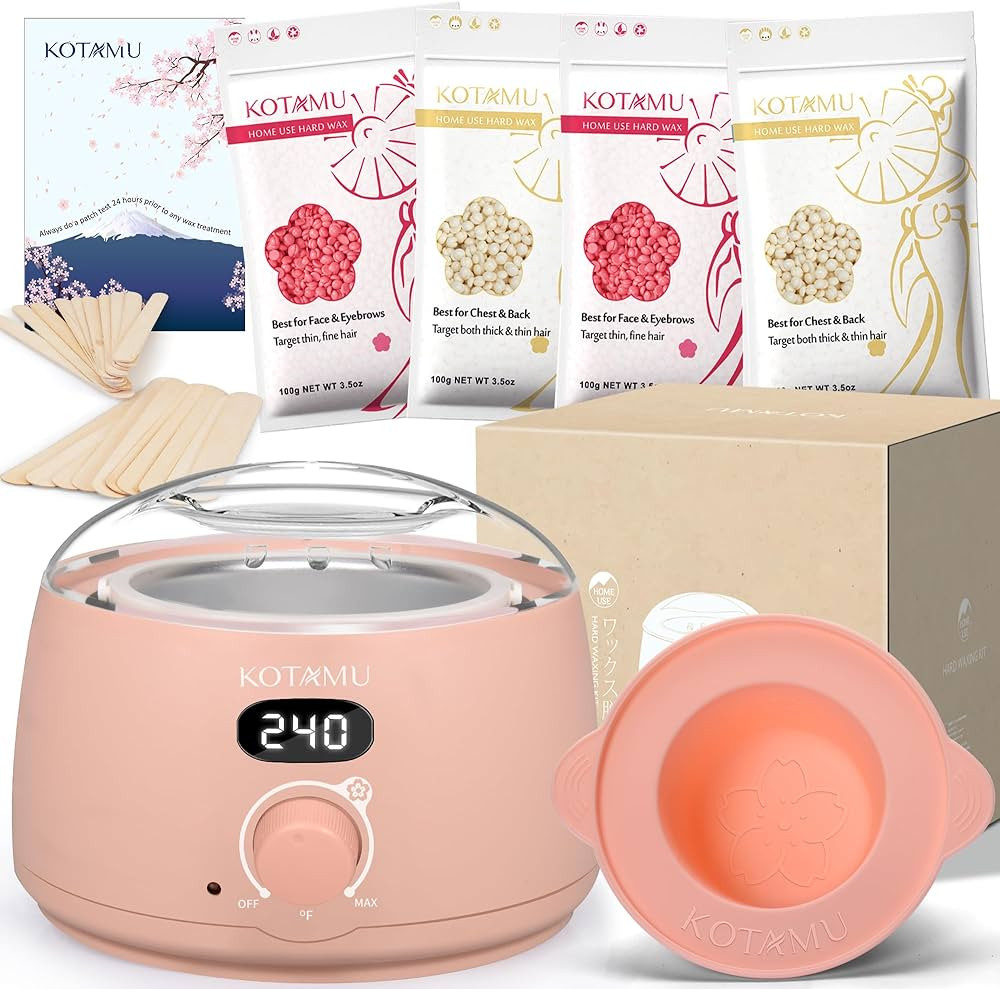 KOTAMU Wax Kit Pink Digital Hair Removal Waxing Kit for Women & Men Hot Wax Warmer Pot for Face, ... | Amazon (US)