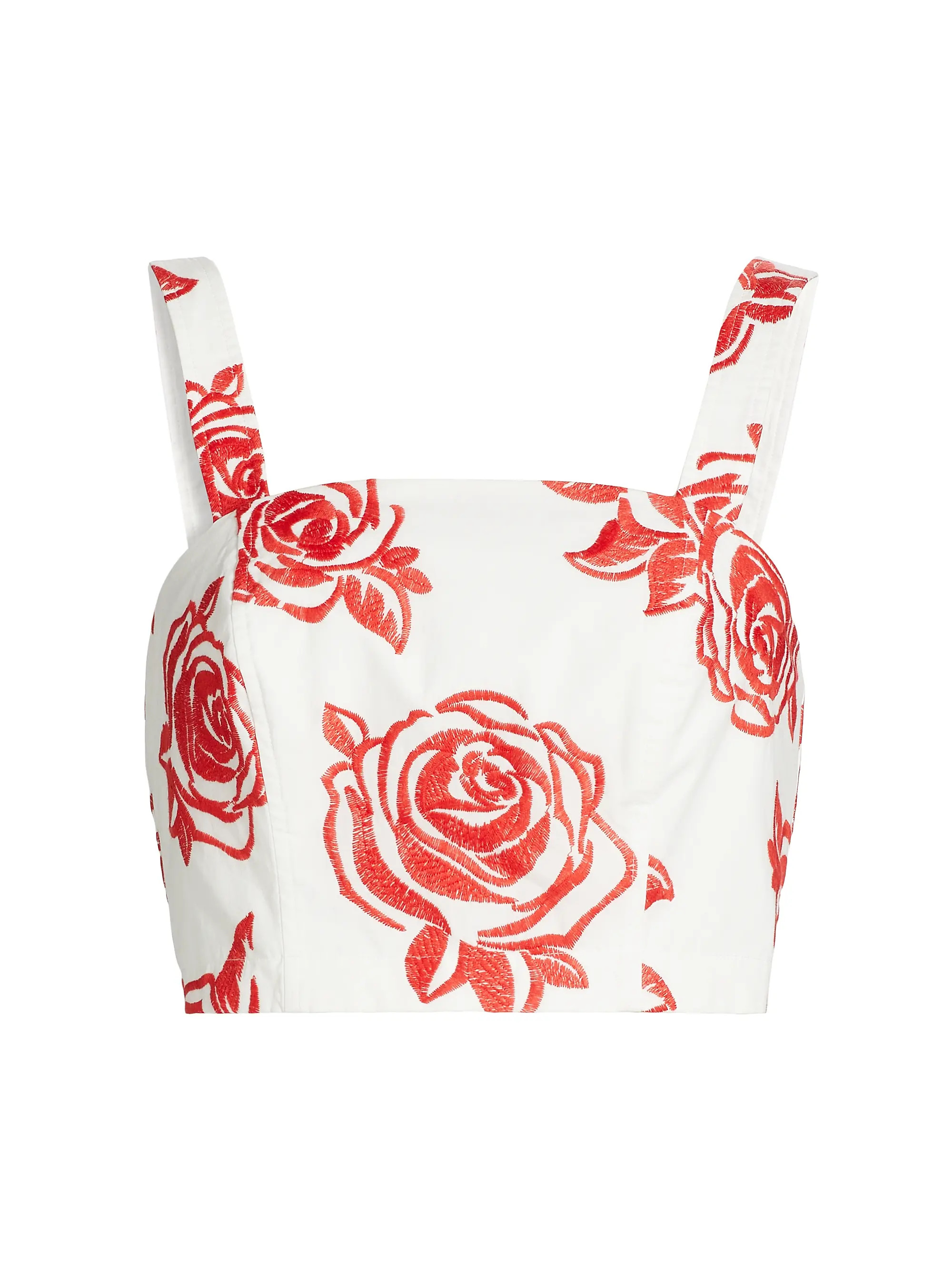 Embroidered Rose Cotton Top | Saks Fifth Avenue