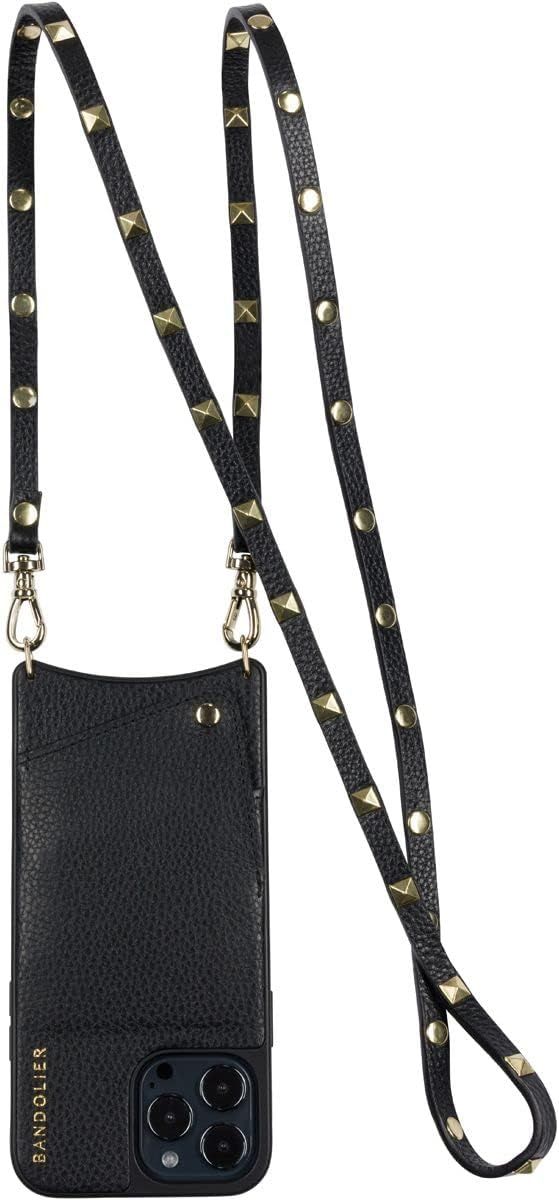 Bandolier Sarah Crossbody Phone Case and Wallet - Black Leather with Gold Detail - Compatible wit... | Amazon (US)