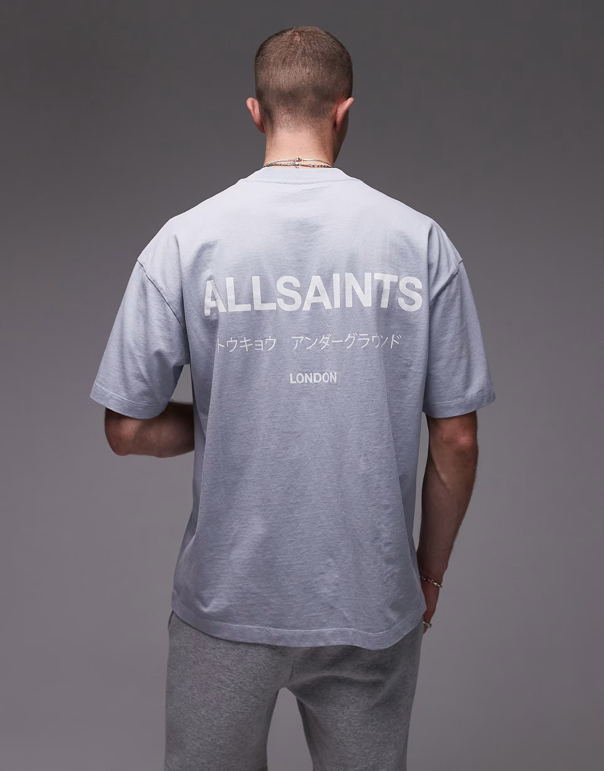 Allsaints underground t-shirt in willow blue | ASOS (Global)