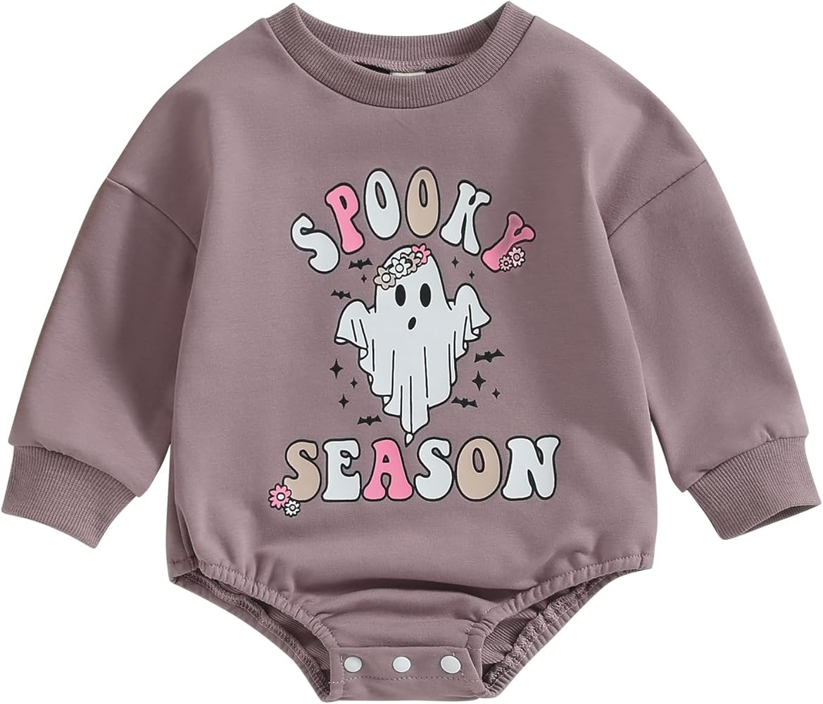 Sasaerucure Infant Baby Girl Halloween Outfit Long Sleeve Romper Sweatshirt Spooky Season Bodysui... | Amazon (US)