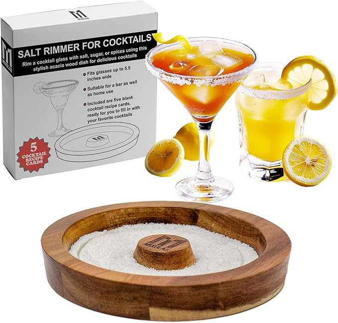 Glass Rimmer - Mess-Free Coating for Margaritas, Bloody Marys, and More - Acacia Wood Bar Tool fo... | Amazon (US)