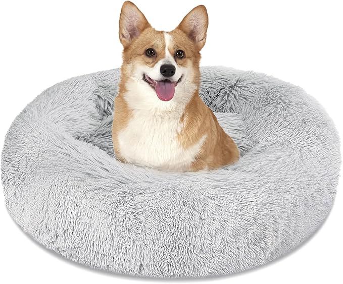 Calming Dog Bed Cat Bed, Washable Round Dog Bed - 23/30/36 inches Anti-Slip Faux Fur Donut Cuddle... | Amazon (US)