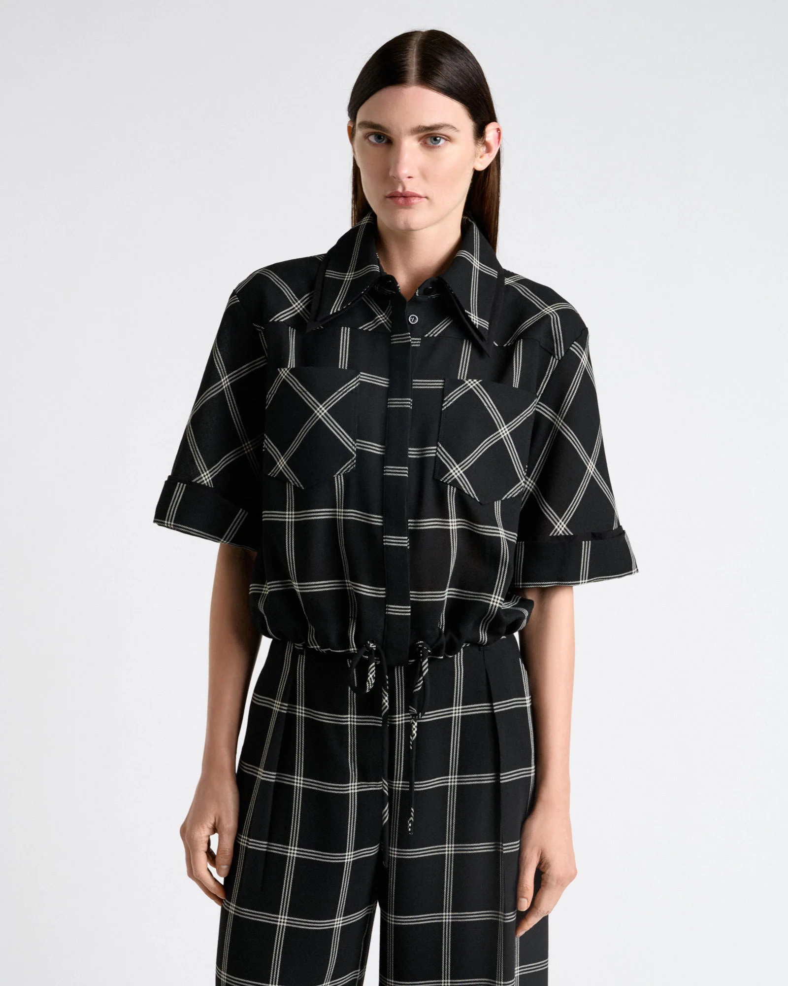 Recycled Check Drawstring Shirt | Cue AU