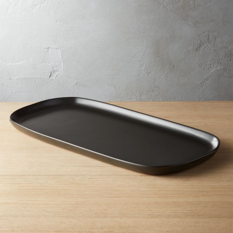 Crisp Modern Matte Black Rectangular Platter + Reviews | CB2 | CB2