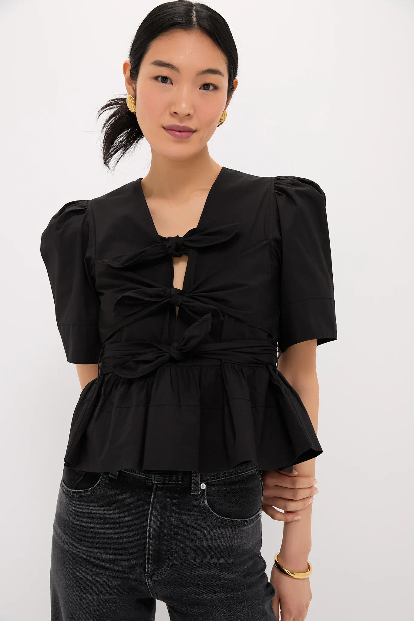 Black Tie Strap Blouse | Tuckernuck (US)