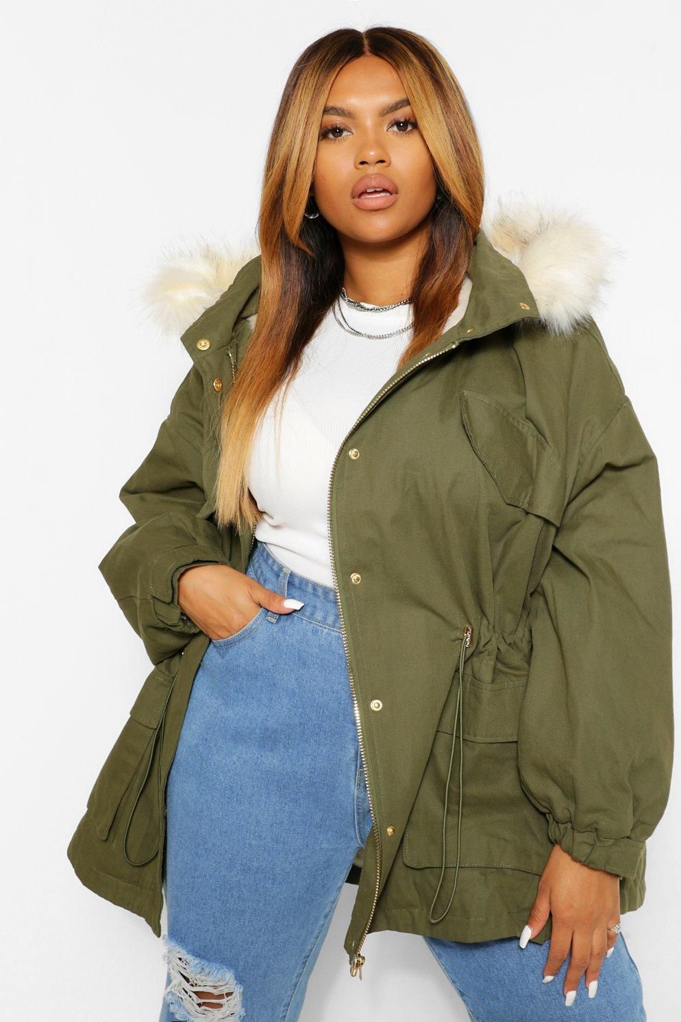 PLUS Faux Fur Lined Hooded Parka | Boohoo.com (UK & IE)