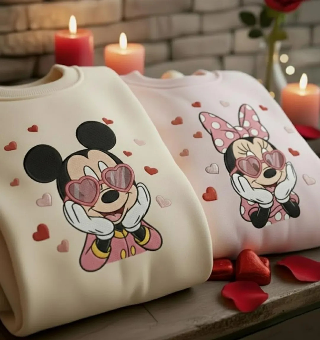EMBROIDERED Mickey Minnie Valentine Sweatshirt, Disney Couple Valentine Sweater, Mickey Valentine... | Etsy (US)