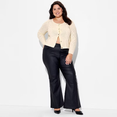 Women's Heart Cable Cardigan - Wild Fable™ Off-White 1X | Target