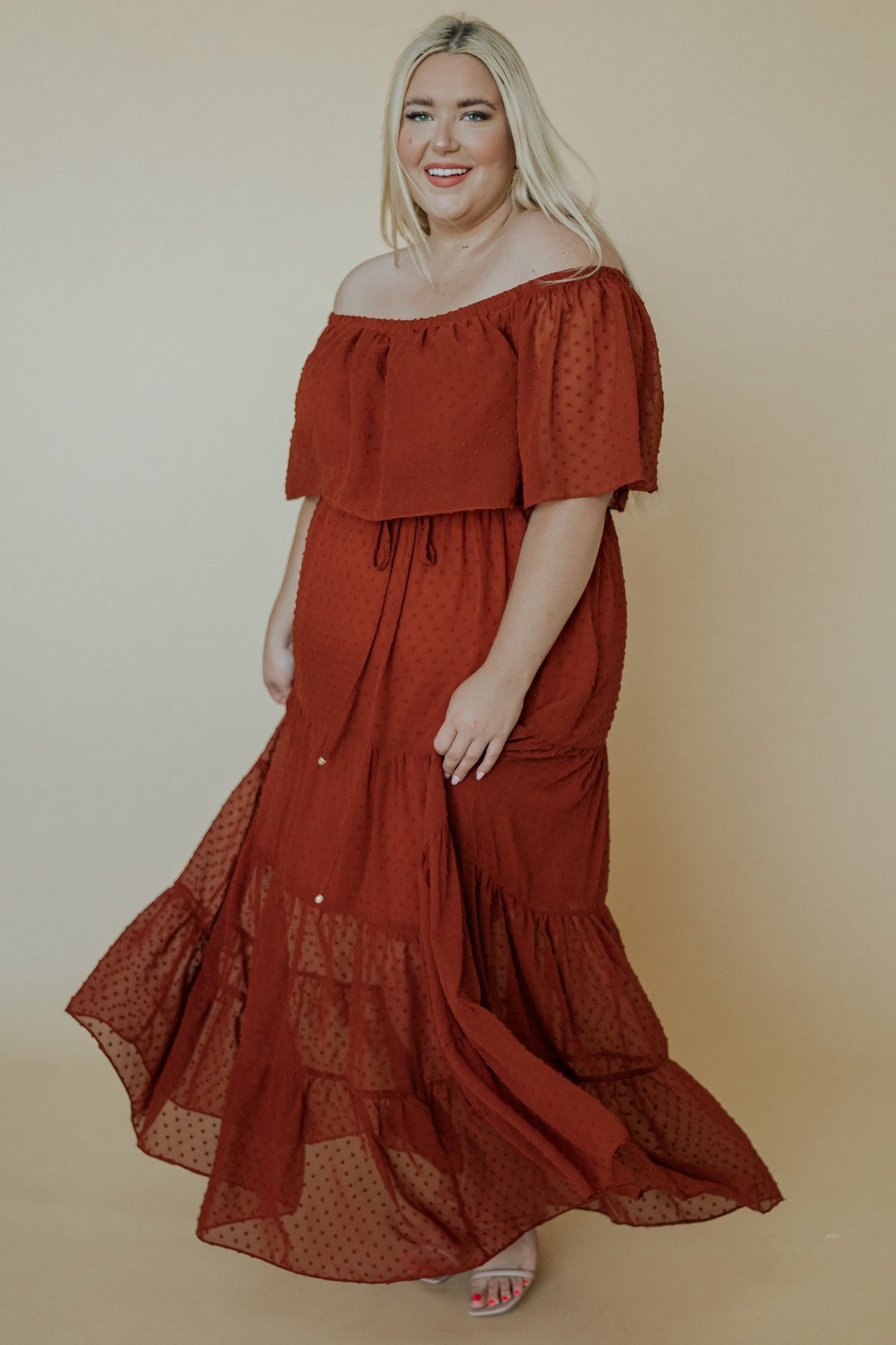 Swiss Dot Rust Maxi Dress | Baltic Born