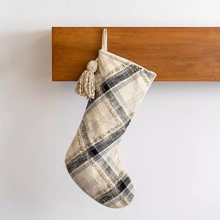 Black Rustic Plaid Christmas Stocking | Kirkland's Home