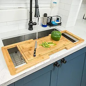 [2024 UPGRADE] Hifybaty Over The Sink Cutting Board - Expandable Cutting Board Over Sink, Bamboo ... | Amazon (US)