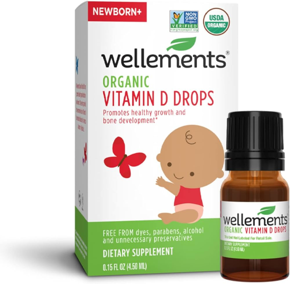 Wellements Certified Organic Baby Vitamin D Drops | Liquid Vitamin D3 Supplement for Infants & To... | Amazon (US)