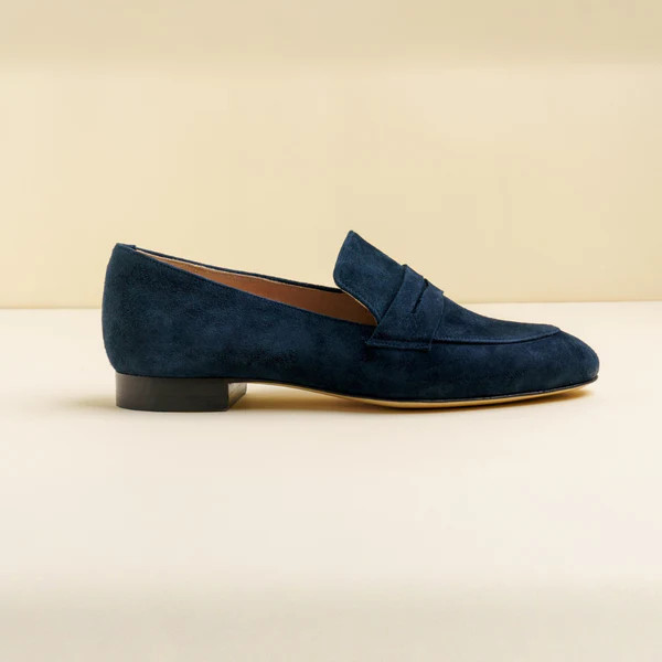 Noble Navy Suede Penny Loafer | ALLY Shoes
