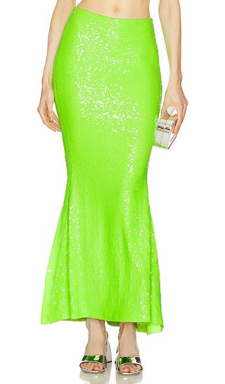 Sequin Obie Skirt in Neon Green | Revolve Clothing (Global)