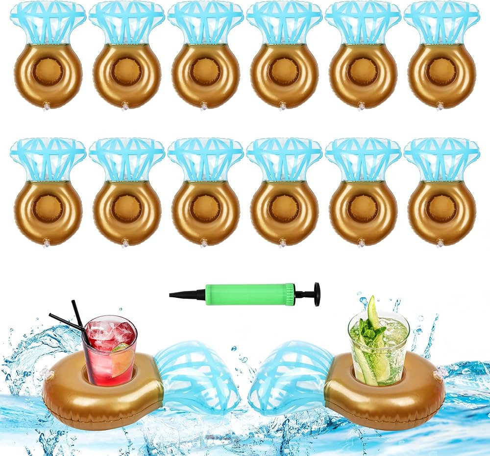 12Pack Ring Inflatable Drink Holder, Drink Floaties Floats Cup for Swimming Pool Drink Holder for... | Amazon (US)