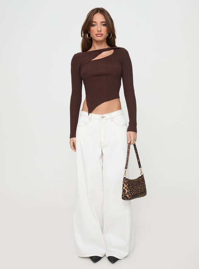 Ellara Long Sleeve Top Brown | Princess Polly US
